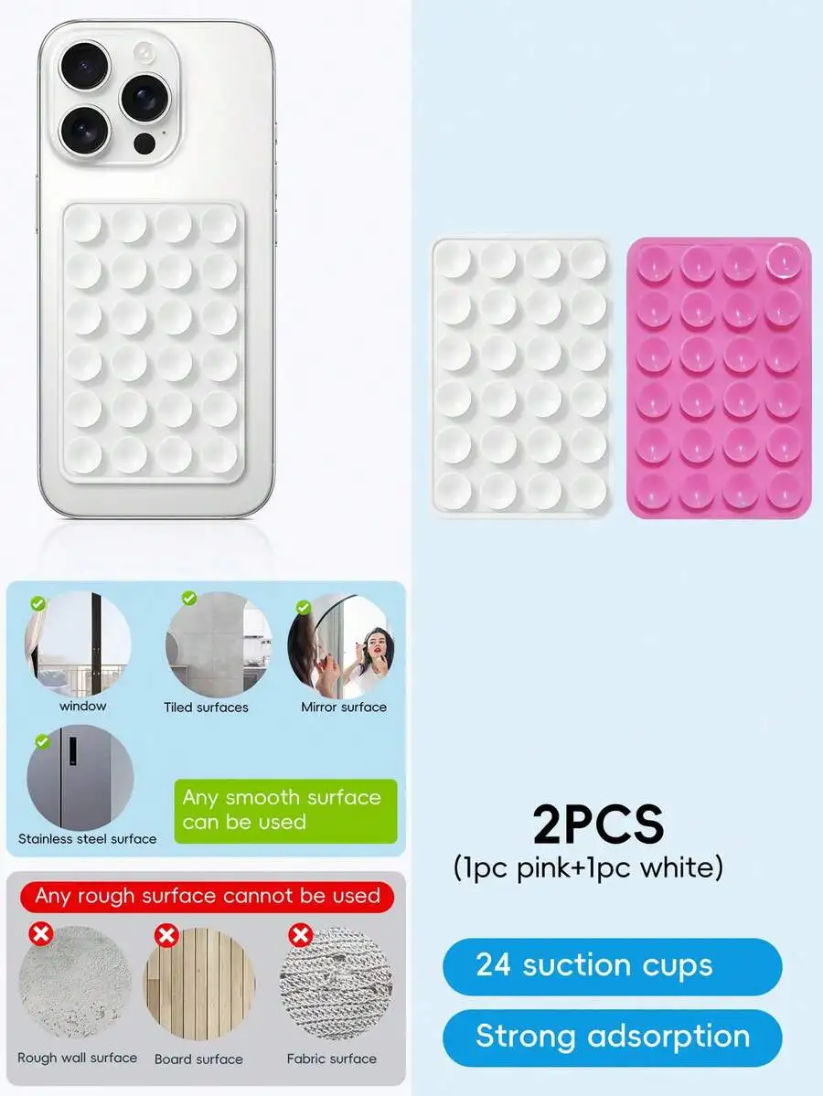 24pcs Square Silicone Suction Cup Phone Holder For Smooth Surfaces Strong Adhesion Waterproof
24pcs Square Silicone Suction Cup Phone Holder For Smooth Surfaces Strong Adhesion Waterproof