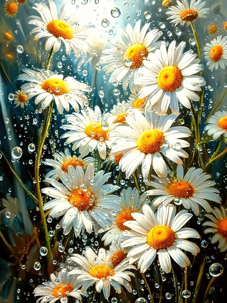 DIY Watercolor Style Daisy Jigsaw Puzzle, White Daisies with Water Droplets Art for Living Room Wall Decoration
DIY Watercolor Style Daisy Jigsaw Puzzle, White Daisies with Water Droplets Art for Living Room Wall Decoration