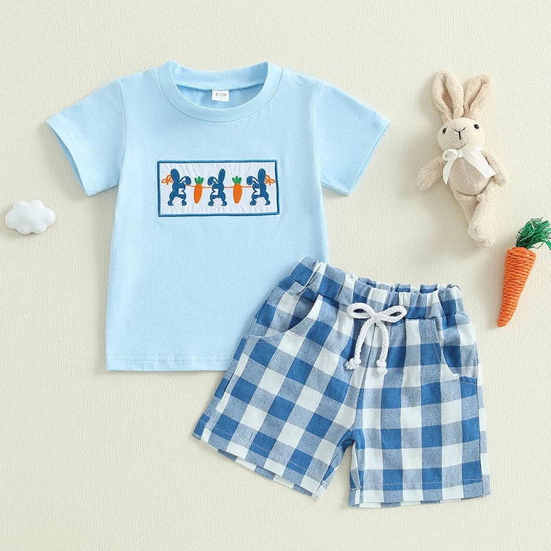 Toddler Baby Boy Easter Rabbit Outfit Short Sleeve Bunny Carrot Smocked T-shirt Elastic Waist Shorts Summer Clothes
Toddler Baby Boy Easter Rabbit Outfit Short Sleeve Bunny Carrot Smocked T-shirt Elastic Waist Shorts Summer Clothes