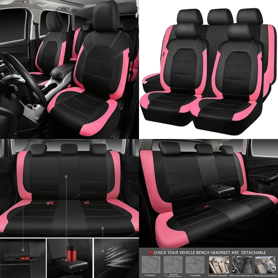 Leather Seat Covers, Breathable Universal Car Seat Cover Full Set for Cute Women Girly,Super 5mm Composite Sponge Inside,Airbag Compatible fits Most Auto,SUVs,Trucks,Vans(Black&Pink)
Leather Seat Covers, Breathable Universal Car Seat Cover Full Set for Cute Women Girly,Super 5mm Composite Sponge Inside,Airbag Compatible fits Most Auto,SUVs,Trucks,Vans(Black&Pink)
