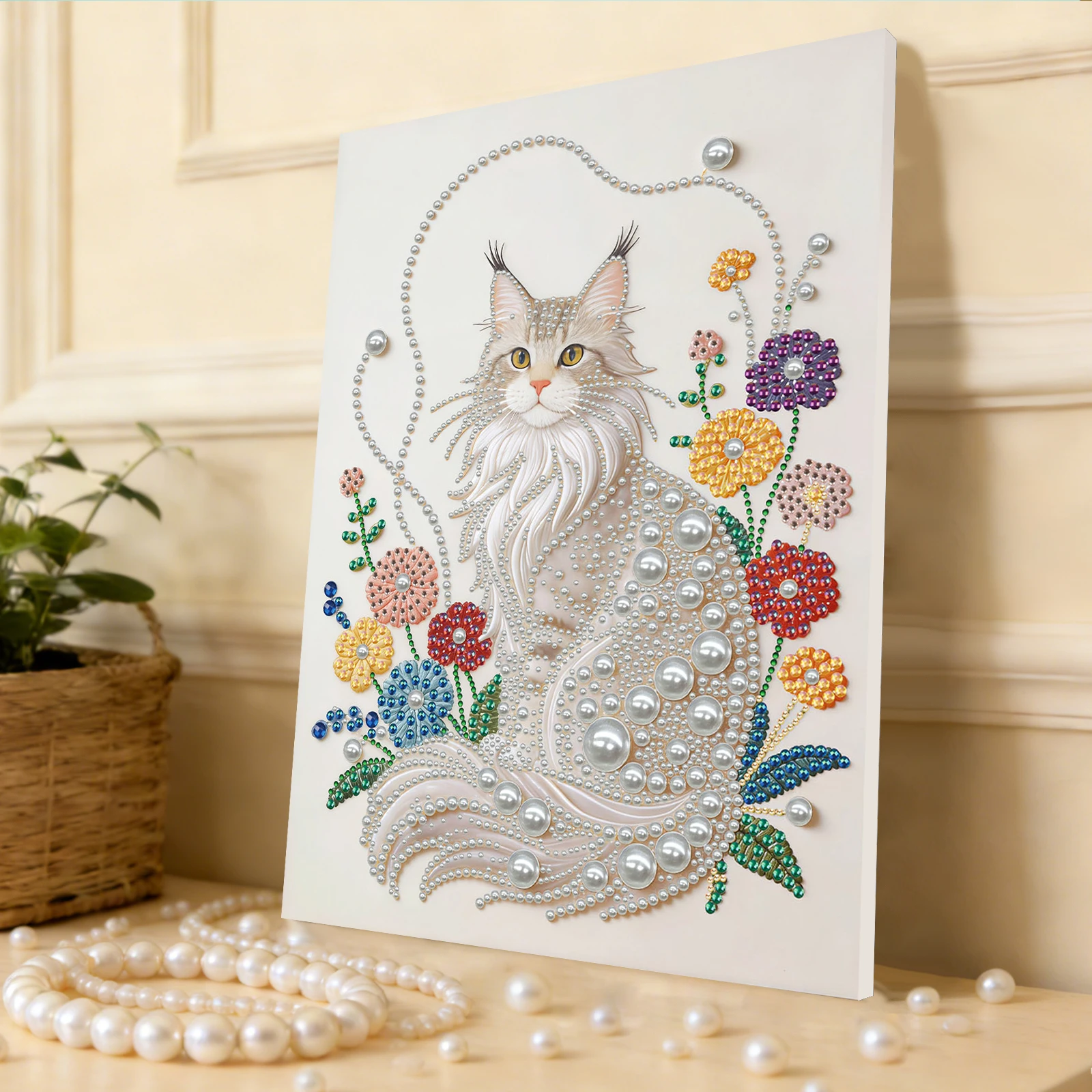 White Cat DIY Pearl Dot Painting With Frame Pearl Art Painting 30x40cm for Home
White Cat DIY Pearl Dot Painting With Frame Pearl Art Painting 30x40cm for Home
