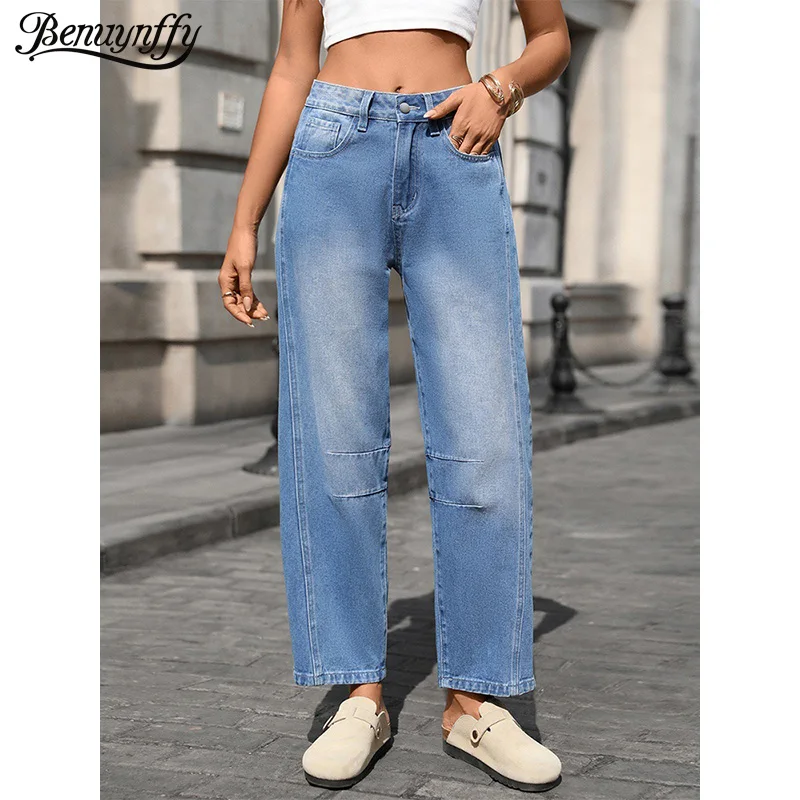 Benuynffy Street New Mid Waisted Straight Leg Jeans Women's Spring Summer Vintage Washed Loose Wide-leg Ankle-Length Pants
Benuynffy Street New Mid Waisted Straight Leg Jeans Women's Spring Summer Vintage Washed Loose Wide-leg Ankle-Length Pants