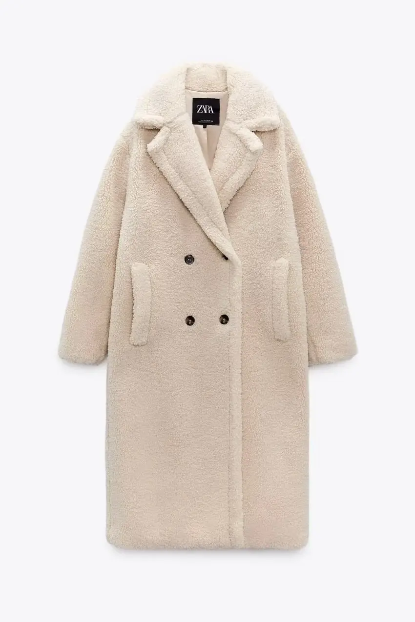 Autumn Winter Thiened Double-breasted Lamb Fur Fce Coat Women's Faion Outerwear Sweet Sle V-ne Long Sve Coat 
Autumn Winter Thiened Double-breasted Lamb Fur Fce Coat Women's Faion Outerwear Sweet Sle V-ne Long Sve Coat
