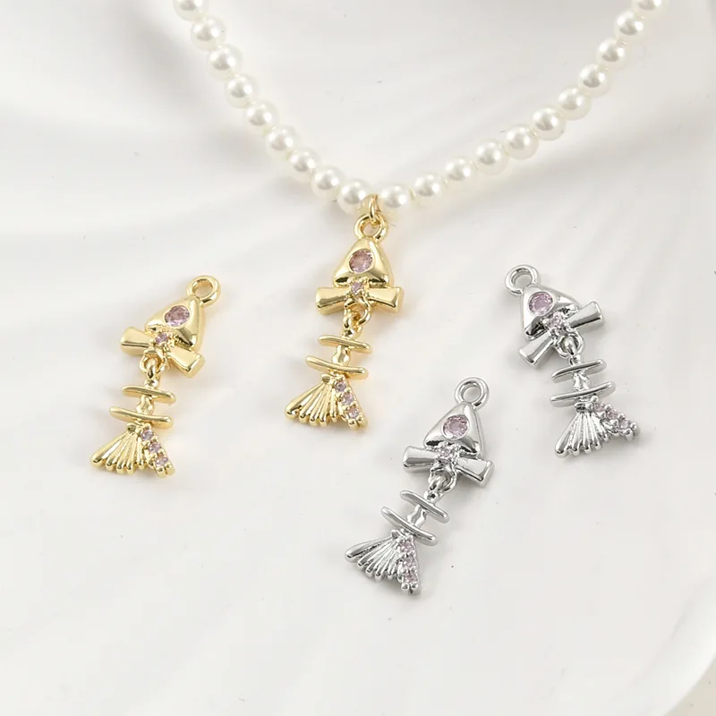 14k Real Gold Color Exquisite Pink Zirconium Smart Small Fishbone Pendant DIY Handmade Pearl Jewelry Accessory Material
14k Real Gold Color Exquisite Pink Zirconium Smart Small Fishbone Pendant DIY Handmade Pearl Jewelry Accessory Material