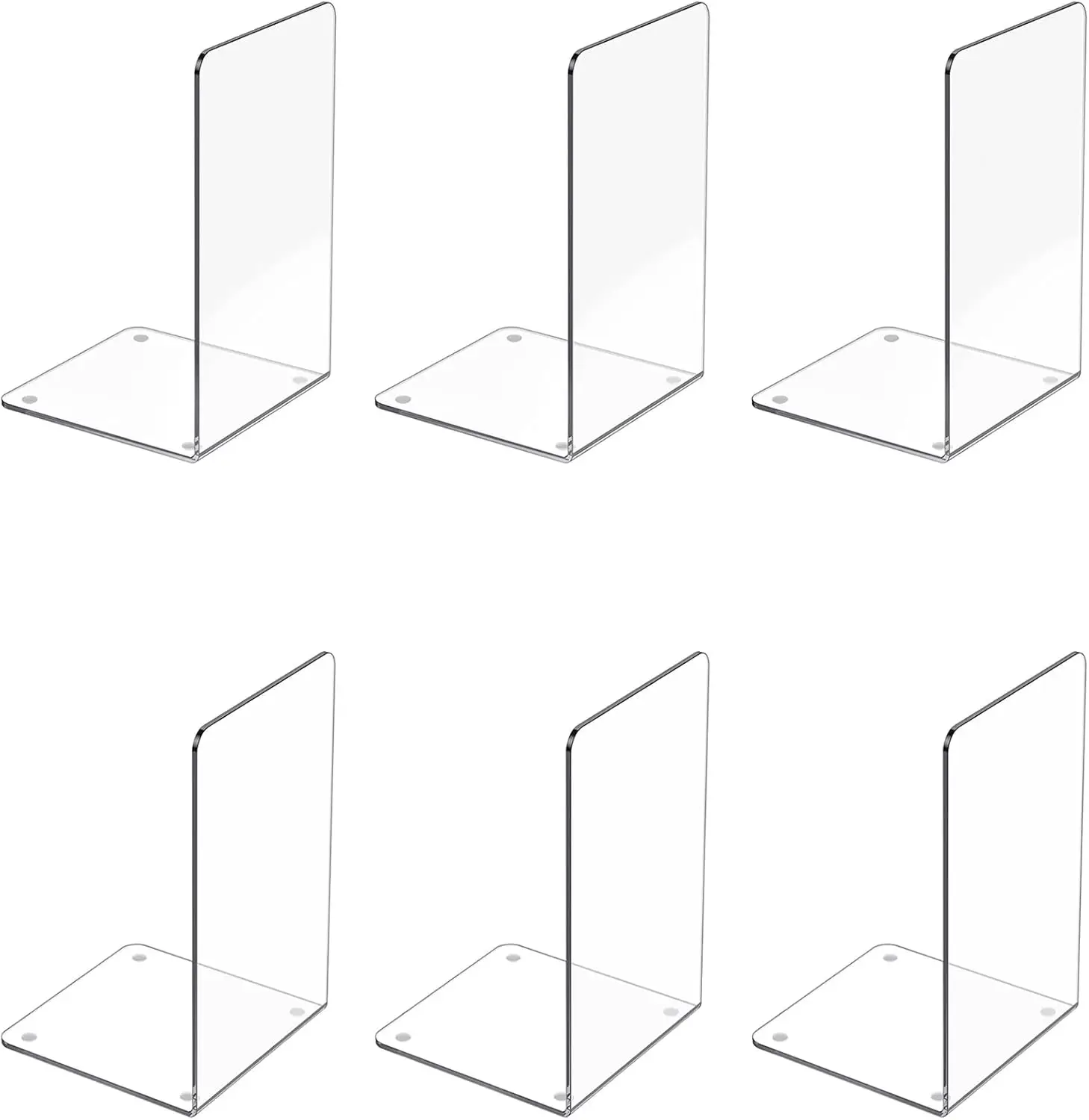 Acrylic Bookends 6 Pcs, Clear Book Ends for Shelves, Heavy Duty Book Stoppers with Anti-Slip Pads
Acrylic Bookends 6 Pcs, Clear Book Ends for Shelves, Heavy Duty Book Stoppers with Anti-Slip Pads