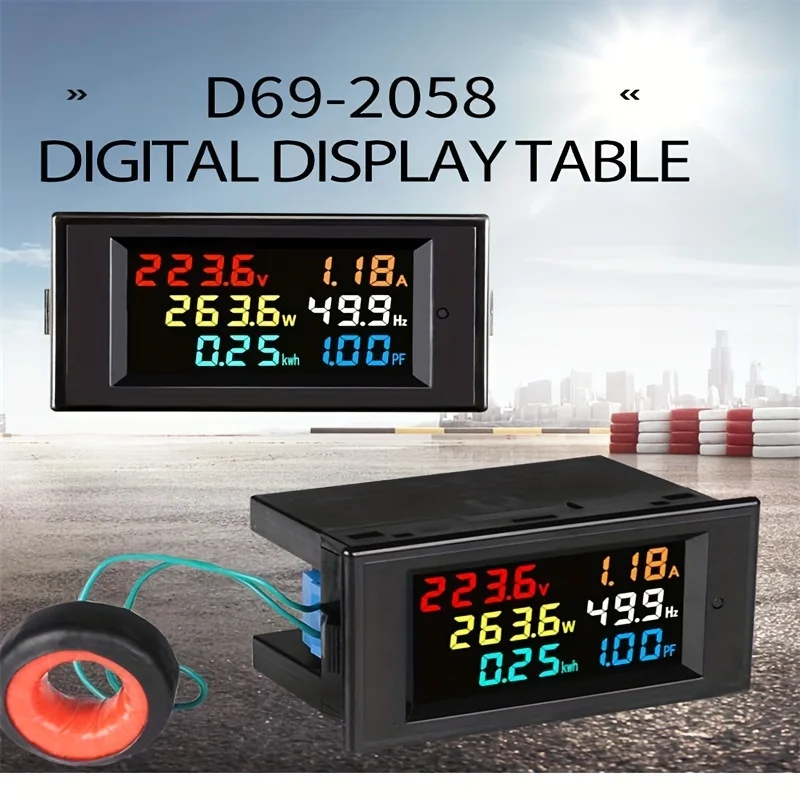 Таблица с цифровым дисплеем 6-в-1. Измеритель промышленного напряжения, тока, мощности, частоты и PF, совместимость 110 В/220 В.
Таблица с цифровым дисплеем 6-в-1. Измеритель промышленного напряжения, тока, мощности, частоты и PF, совместимость 110 В/220 В.