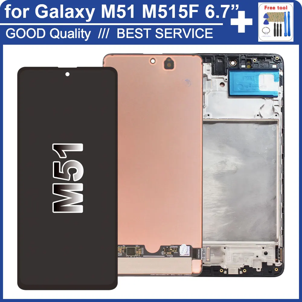 AMOLED LCD for Samsung Galaxy M51 M515F LCD Display Touch Screen Digitizer Replacement for Samsung M515 M515F LCD With Frame
AMOLED LCD for Samsung Galaxy M51 M515F LCD Display Touch Screen Digitizer Replacement for Samsung M515 M515F LCD With Frame