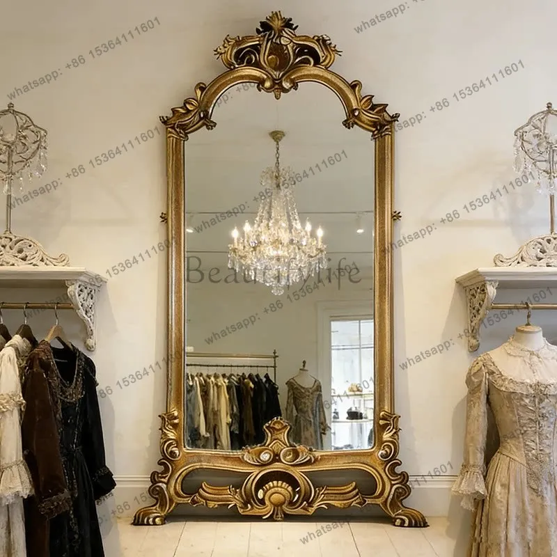 Villa luxury floor mirror French retro living room cloakroom full-length mirror
Villa luxury floor mirror French retro living room cloakroom full-length mirror