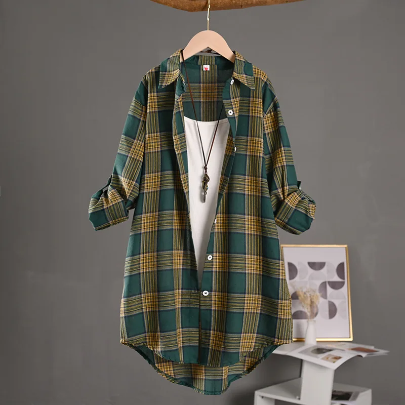 Women's Cotton Linen Plaid Shirt Mid-length Outer Wear Sun Protection Spring and Summer Loose Thin Jacket
Women's Cotton Linen Plaid Shirt Mid-length Outer Wear Sun Protection Spring and Summer Loose Thin Jacket
