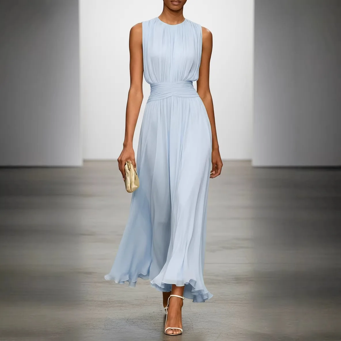 2026 Spring/Summer New Style Round Neck Sleeveless Flared Hem Solid Color Elegant Women's Ball Gown Dress
2026 Spring/Summer New Style Round Neck Sleeveless Flared Hem Solid Color Elegant Women's Ball Gown Dress