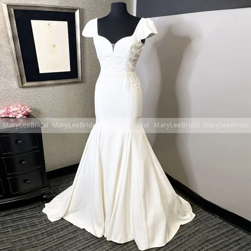Sweetheart Neckline Cap Sleeve Wedding Dress White Ivory Lace Applique Mermaid Bridal Dresses Open Back Buttons Bride Gown 2022
Sweetheart Neckline Cap Sleeve Wedding Dress White Ivory Lace Applique Mermaid Bridal Dresses Open Back Buttons Bride Gown 2022