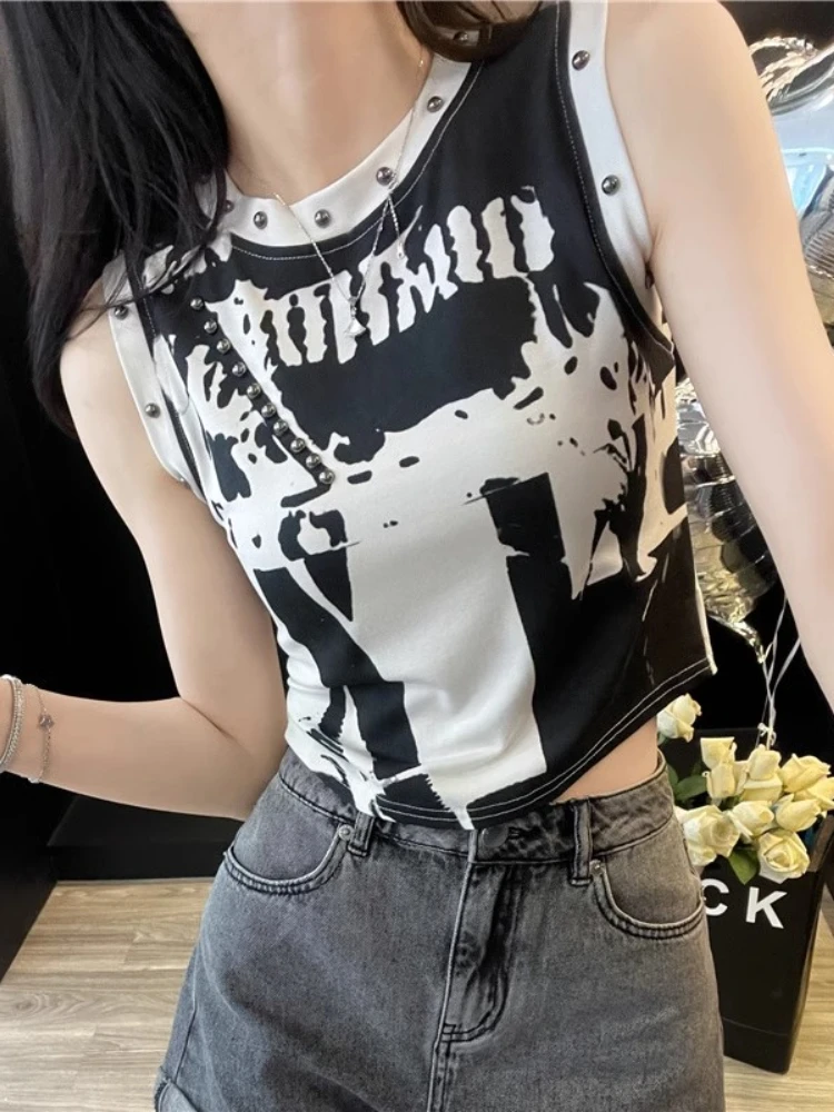 Fashion Graffiti Navel Tight Short Vest Women's Sleeveless T-shirt Summer New High Waist Slim-fit Slim-fit Trendy Top
Fashion Graffiti Navel Tight Short Vest Women's Sleeveless T-shirt Summer New High Waist Slim-fit Slim-fit Trendy Top