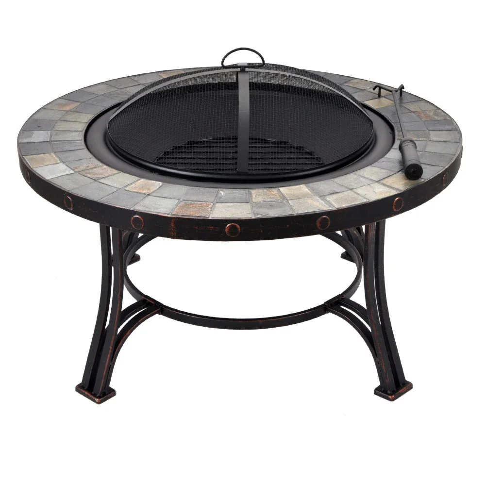 34 Inch Outdoor Round Mosaic Fire Pit Table Slate BBQ Grills
34 Inch Outdoor Round Mosaic Fire Pit Table Slate BBQ Grills