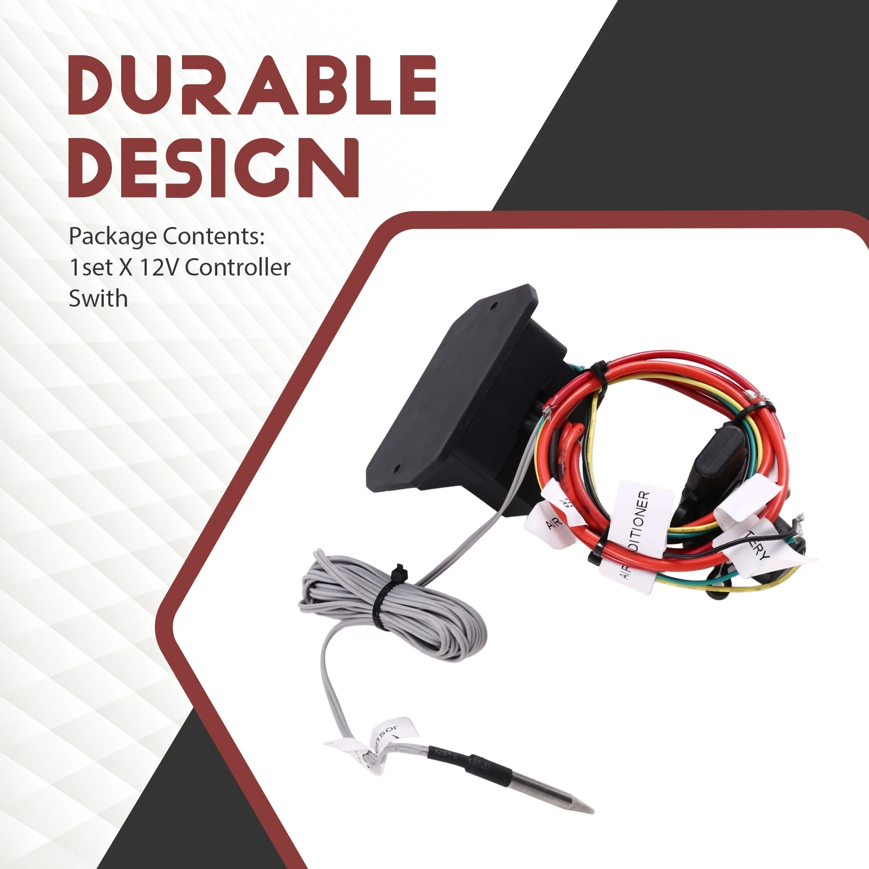 AA01-DC-0444 12V Digital Adjustable Thermostat Radiator Fan Temperature Controller Digital Adjustment Functionality
