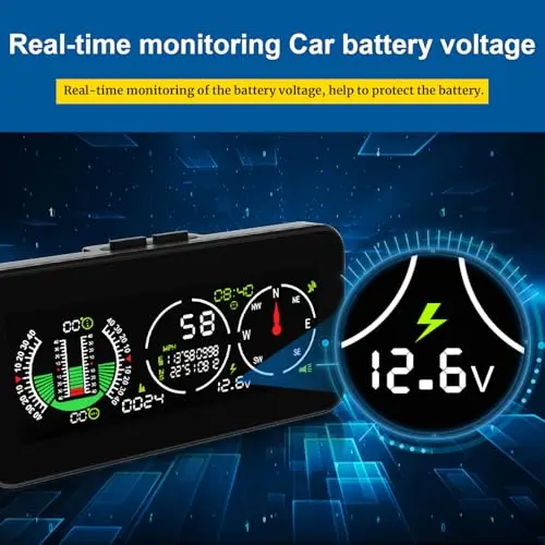 HUD Digital Dashboard With Real-Time Battery Voltage, GPS Speed (MPH/KMH), Inclinometer, Compass And Tilt Level For Vehicles
HUD Digital Dashboard With Real-Time Battery Voltage, GPS Speed (MPH/KMH), Inclinometer, Compass And Tilt Level For Vehicles