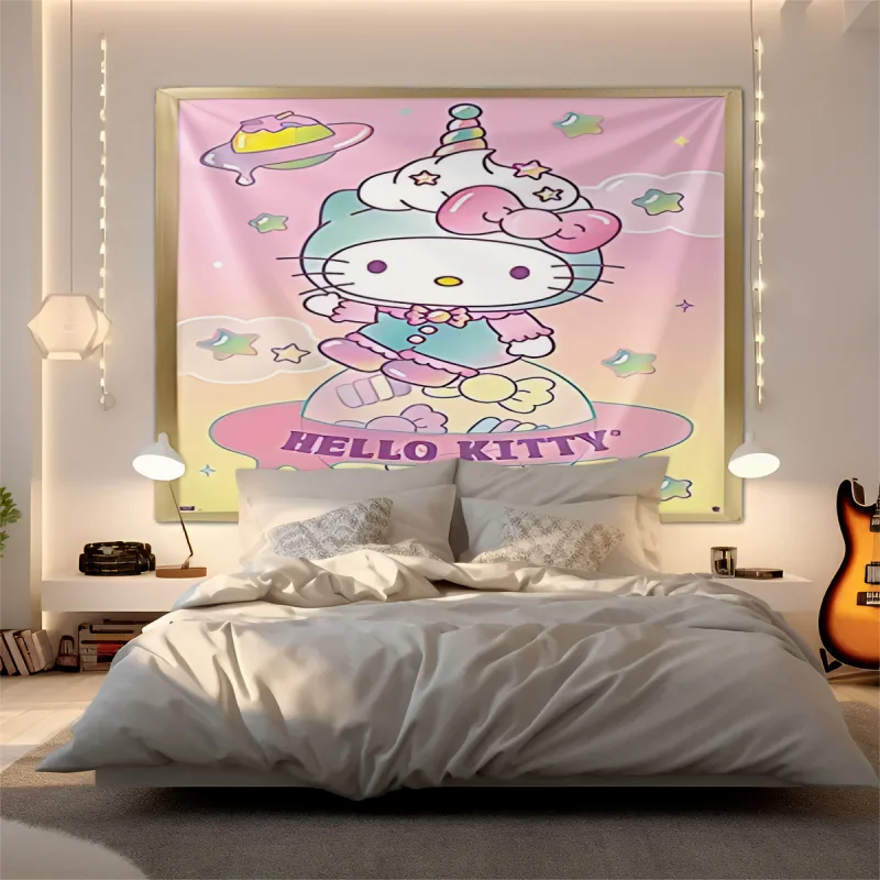 Настенный гобелен с персонажами Sanrio, настенное одеяло с милым мультяшным принтом, декоративный фон для спальни девочек
Настенный гобелен с персонажами Sanrio, настенное одеяло с милым мультяшным принтом, декоративный фон для спальни девочек