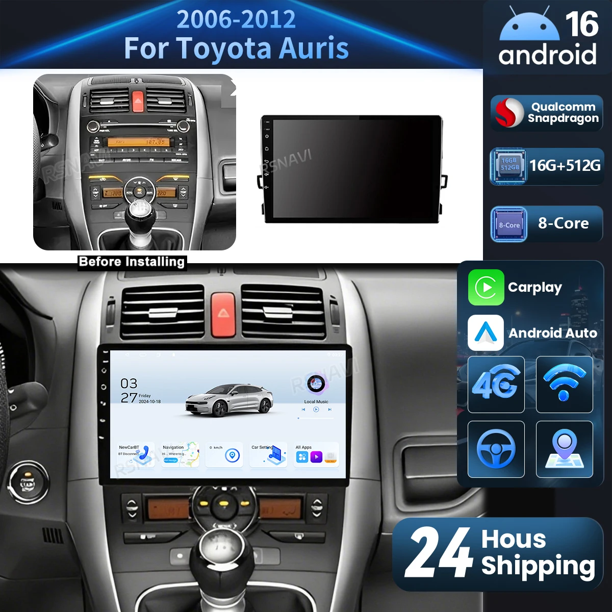 Android 16 Carplay Auto 2K QLED Screen Car Radio Multimedia Player GPS For Toyota Auris 1 E150 2006 - 2012 16G - 512G WIFI 4G BT
Android 16 Carplay Auto 2K QLED Screen Car Radio Multimedia Player GPS For Toyota Auris 1 E150 2006 - 2012 16G - 512G WIFI 4G BT