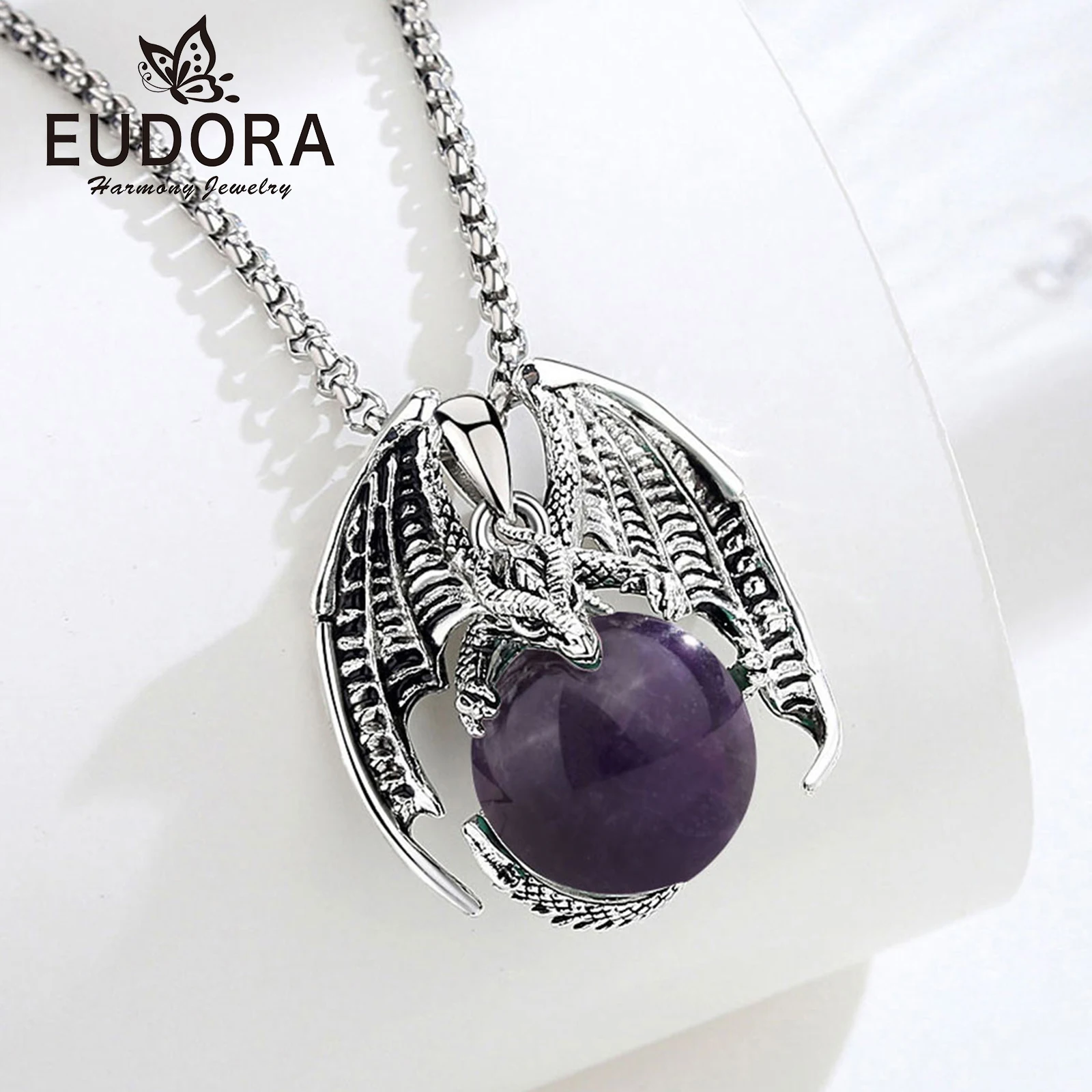 Eudora Gragon Amethyst Ball necklace Vintage Punk Energy Healing Stone Crystal Pendant Personalized Jewelry for Women Man Gift
Eudora Gragon Amethyst Ball necklace Vintage Punk Energy Healing Stone Crystal Pendant Personalized Jewelry for Women Man Gift