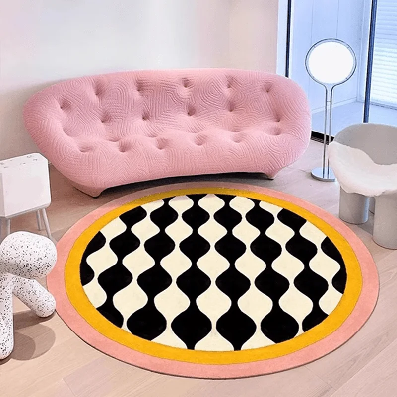 Стильный круглый ковер с геометрическим рисунком для гостиной, спальни, прихожей — уютный, легко чистящийся напольный коврик для современных домов
Стильный круглый ковер с геометрическим рисунком для гостиной, спальни, прихожей — уютный, легко чистящийся напольный коврик для современных домов