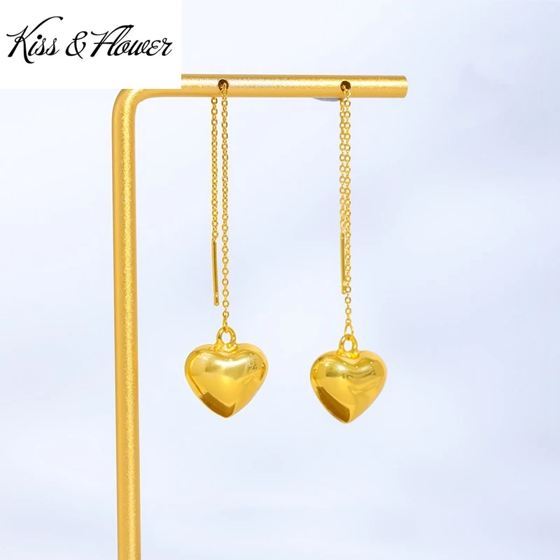 KISS&FLOWER 24KT Gold Heart Pendant Earring Lines For Women Wedding Party Birthday Christmas Bride Mother Girl Lady Gifts ER547
KISS&FLOWER 24KT Gold Heart Pendant Earring Lines For Women Wedding Party Birthday Christmas Bride Mother Girl Lady Gifts ER547
