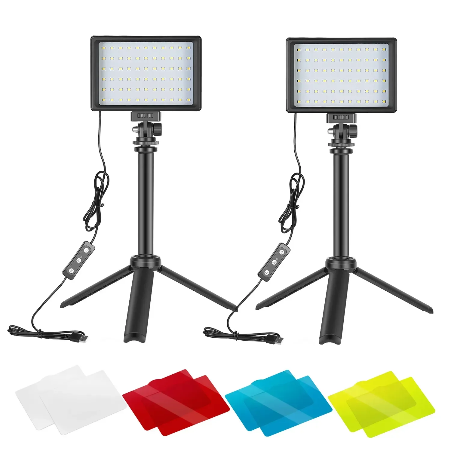 NEEWER Dimmable 5600K USB LED Video Light 2-Pack With Adjustable Tripod Stand And Color Filters For Tabletop/Low-Angle Shooting,
NEEWER Dimmable 5600K USB LED Video Light 2-Pack With Adjustable Tripod Stand And Color Filters For Tabletop/Low-Angle Shooting,