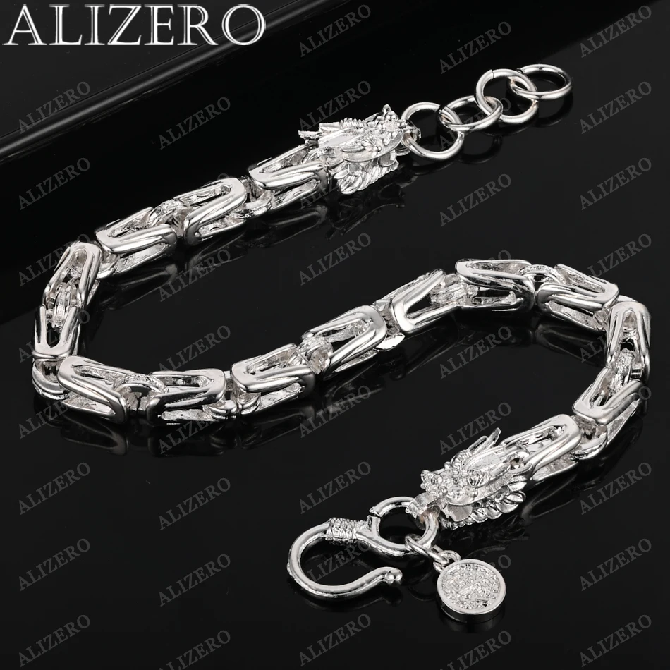ALIZERO 925 Sterling Silver Bracelet Dragon Head Chain Bracelets for Men Women Fashion Party Fine Jewelry Gifts
ALIZERO 925 Sterling Silver Bracelet Dragon Head Chain Bracelets for Men Women Fashion Party Fine Jewelry Gifts