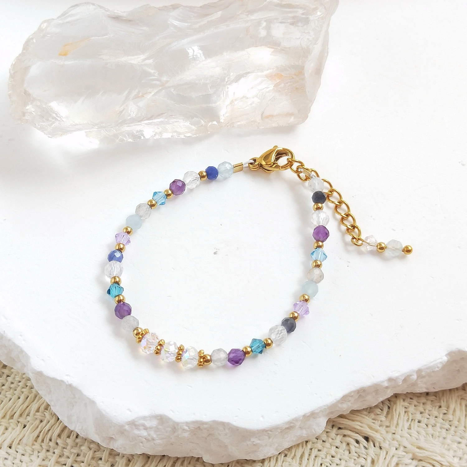 Lii Ji Natural Clear Quartz Amethyst Labradorite Sodalite Aquamarine Stainless Steel Bracelet 12.5+2cm Handmade Fashion Jewelry
Lii Ji Natural Clear Quartz Amethyst Labradorite Sodalite Aquamarine Stainless Steel Bracelet 12.5+2cm Handmade Fashion Jewelry