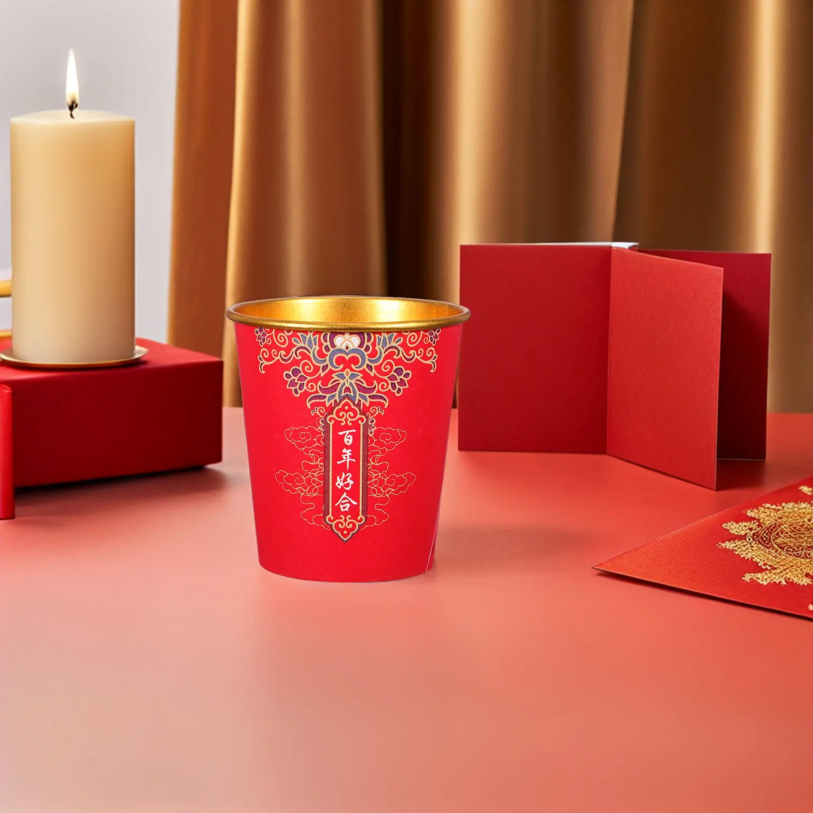 100Pcs Chinese Wedding Red Paper Cups Gold Foil Thickened Disposable Tea Coffee Cups for Party Wedding Ceremony
100Pcs Chinese Wedding Red Paper Cups Gold Foil Thickened Disposable Tea Coffee Cups for Party Wedding Ceremony