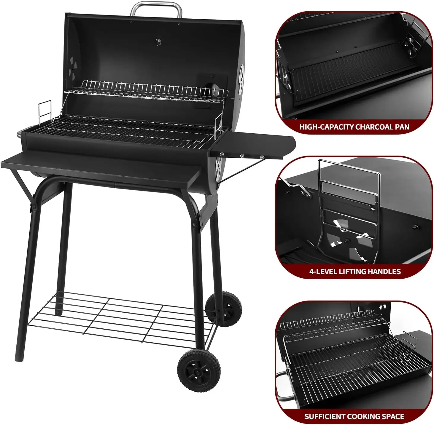 Charcoal Grills Outdoor BBQ Grill 30INCH Barrel Charcoal Grill with Side Table, Outdoor Backyard Camping Picnics, Patio
Charcoal Grills Outdoor BBQ Grill 30INCH Barrel Charcoal Grill with Side Table, Outdoor Backyard Camping Picnics, Patio