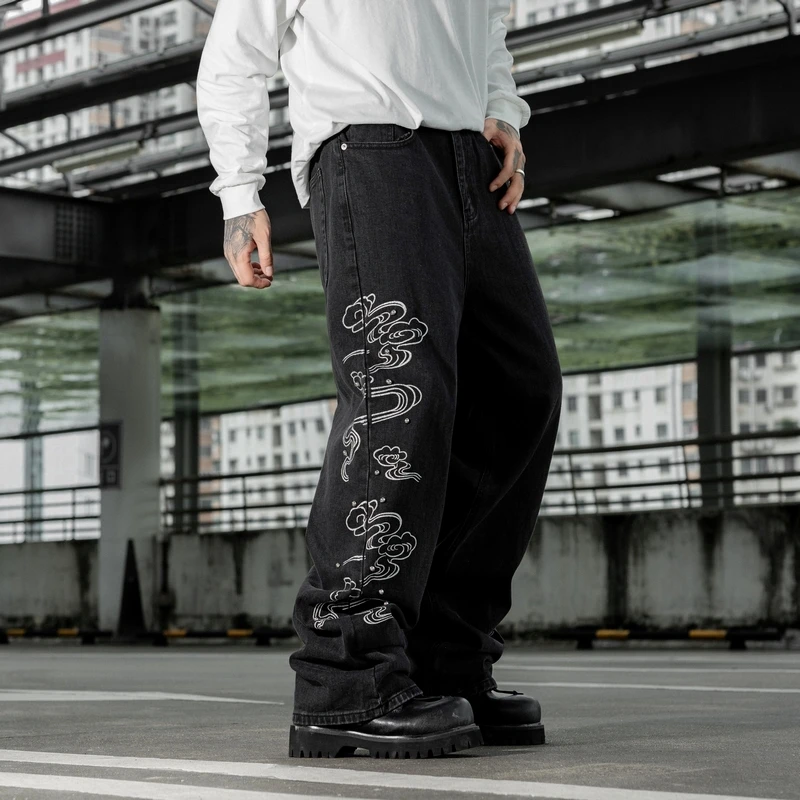 YY20124 New Parisian style American fashion brand printed nail bead craft loose straight leg jeans
YY20124 New Parisian style American fashion brand printed nail bead craft loose straight leg jeans