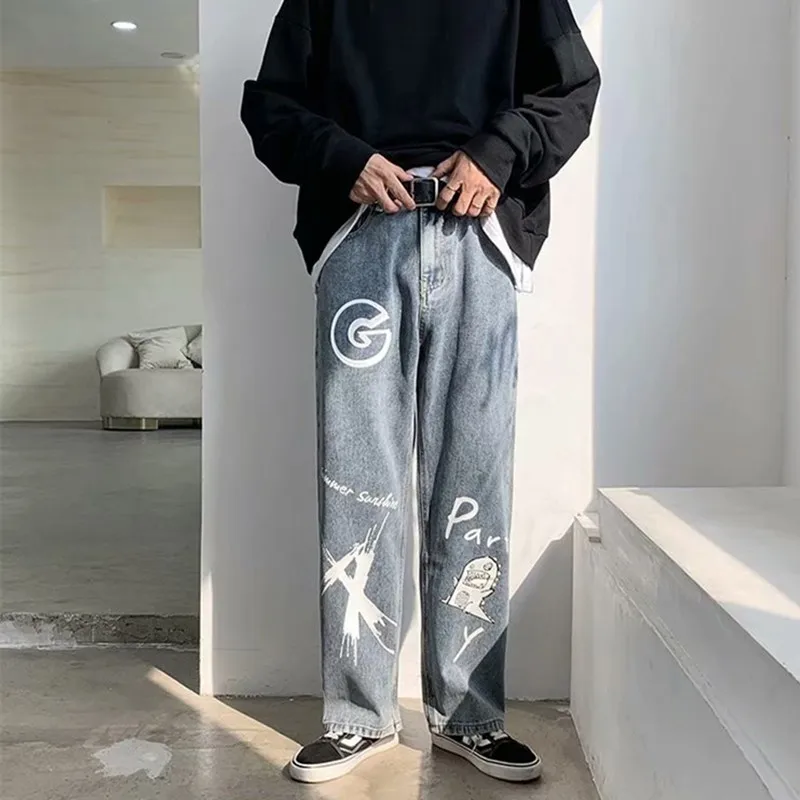 2022 Korean Fashion Baggy Men Hip Hop Jeans Trousers Cartoon Graffiti Print Casual Loose Straight Denim Pants Pantalones Hombre
2022 Korean Fashion Baggy Men Hip Hop Jeans Trousers Cartoon Graffiti Print Casual Loose Straight Denim Pants Pantalones Hombre