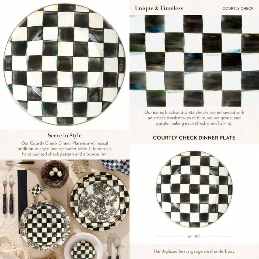 Enamel Dinner Plate Decorative Dinnerware Plate 10 Inches Set Of 1 Black-And-White Courtly Check
Enamel Dinner Plate Decorative Dinnerware Plate 10 Inches Set Of 1 Black-And-White Courtly Check