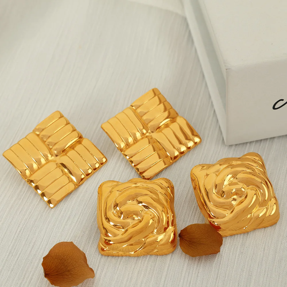 Stainless Steel Geometric Metal Texture Square Stud Earrings for Women Punk Trendy Hip-Hop Statement Jewelry Fashion Party Gifts
Stainless Steel Geometric Metal Texture Square Stud Earrings for Women Punk Trendy Hip-Hop Statement Jewelry Fashion Party Gifts