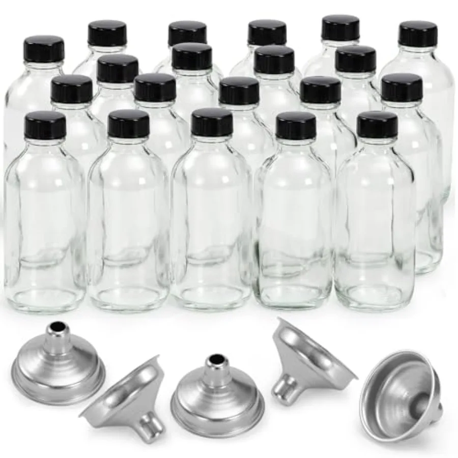 Pack, 4 oz Small Clear Glass Bottles with Lids and 5 Stainl Steel Funnels - 1ml Boston Sample Bottles for Potion, Juice, Welln,
Pack, 4 oz Small Clear Glass Bottles with Lids and 5 Stainl Steel Funnels - 1ml Boston Sample Bottles for Potion, Juice, Welln,