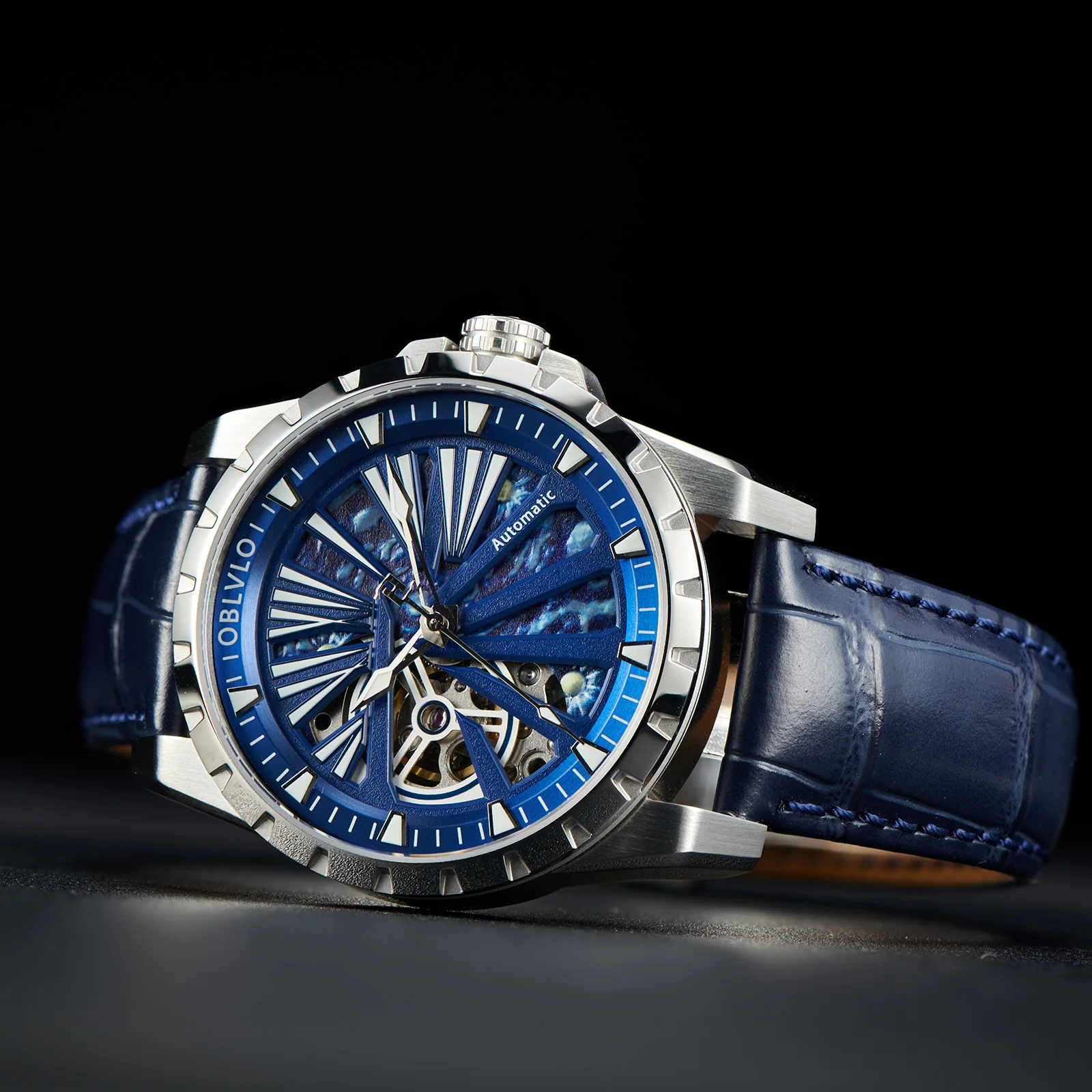 OBLVLO Men's Blue Dial Automatic Mechanical Watch Waterproof Military Skeleton Casual Sport Bracelet RMS-U
OBLVLO Men's Blue Dial Automatic Mechanical Watch Waterproof Military Skeleton Casual Sport Bracelet RMS-U