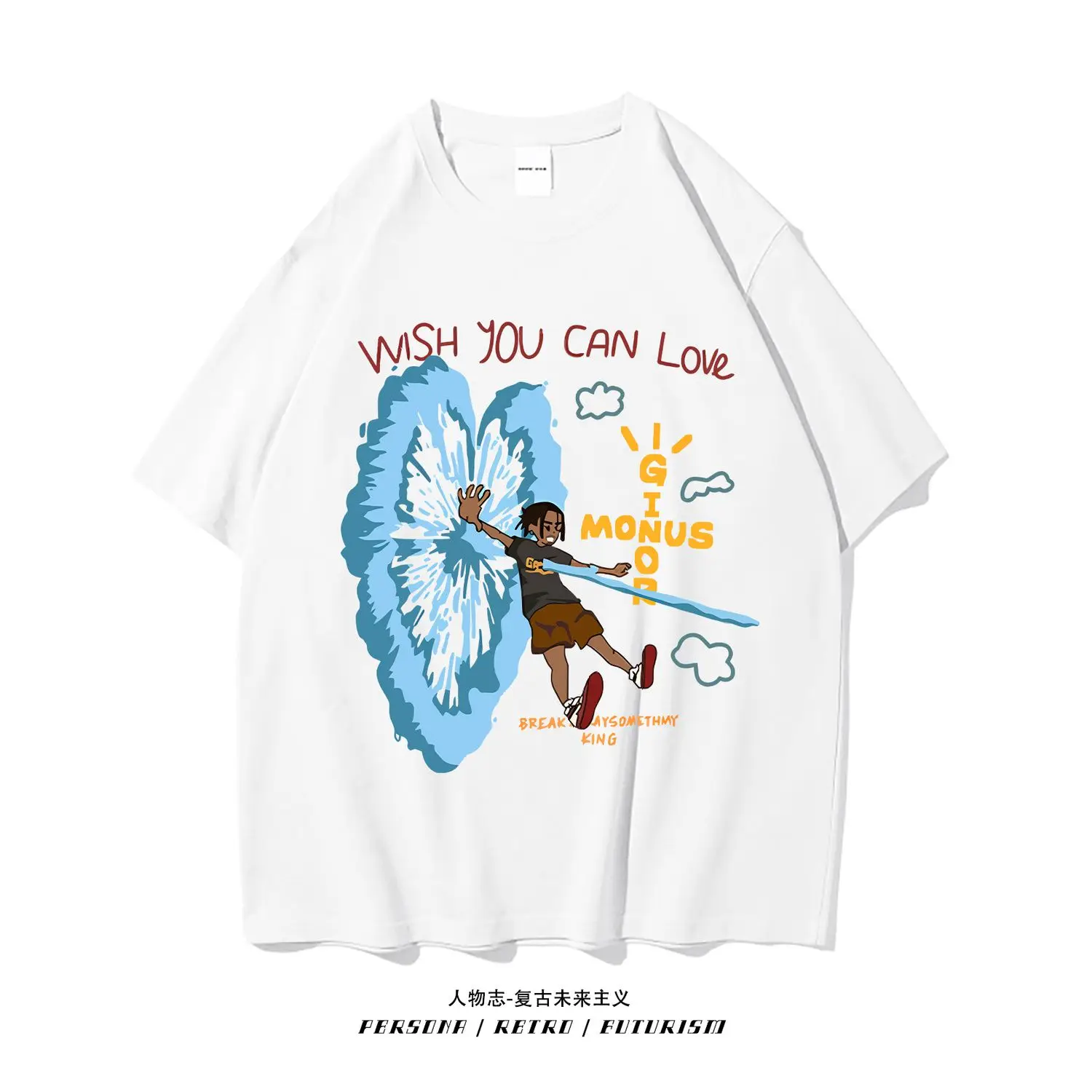 American street personality hip-hop men and women cartoon print round neck short sleeved couple loose vintage T-shirt top y2k
American street personality hip-hop men and women cartoon print round neck short sleeved couple loose vintage T-shirt top y2k