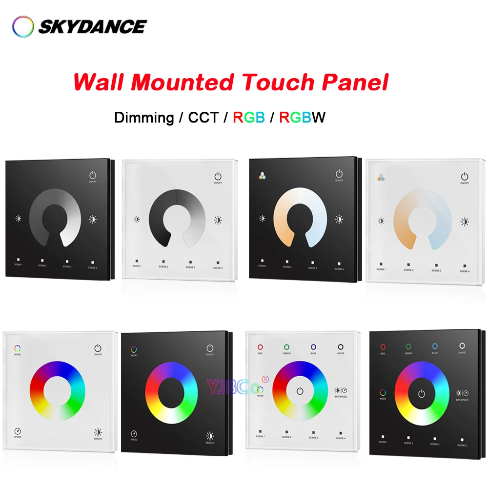 Skydance single color Touch Panel 12V 24V CCT Wall switch dimming/Dual color/RGB/RGBW led strip controller monochrome dimmer
Skydance single color Touch Panel 12V 24V CCT Wall switch dimming/Dual color/RGB/RGBW led strip controller monochrome dimmer