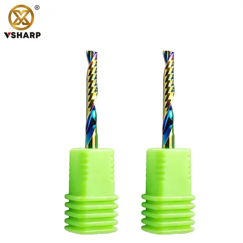 AAA Level Colorful 1 Flute Spiral End Mill Acrylic Engraving Milling Cutter PVC Plastic Plates Cutting CNC Tool