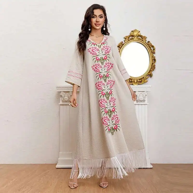 Ky991-ls Fashion Robe Women's Dubai Ethnic Elegant Embroidery Bead Dress Robe Abaya Ramadan Dubai Luxury Islam Elegant
Ky991-ls Fashion Robe Women's Dubai Ethnic Elegant Embroidery Bead Dress Robe Abaya Ramadan Dubai Luxury Islam Elegant
