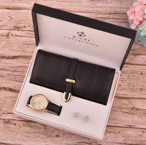 Women's Fashion Quartz Watch Wallet Earrings 3pcs Set Gift Box Mother's Day Christmas Birthday Gifts Ladies Watches Gift Sets
Women's Fashion Quartz Watch Wallet Earrings 3pcs Set Gift Box Mother's Day Christmas Birthday Gifts Ladies Watches Gift Sets