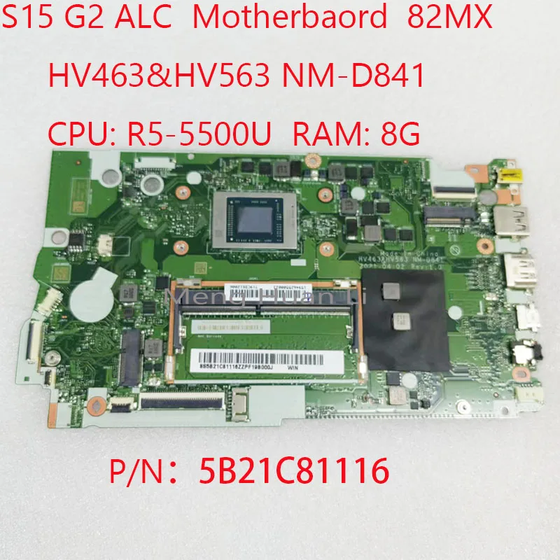 S15 G2 ALC материнская плата Женская 5B21C81116 для Lenovo S15 G2 ALC ноутбук 82MX CPU: NM-D841 RAM: 8G DDR4 100% ТЕСТ ОК
S15 G2 ALC материнская плата Женская 5B21C81116 для Lenovo S15 G2 ALC ноутбук 82MX CPU: NM-D841 RAM: 8G DDR4 100% ТЕСТ ОК