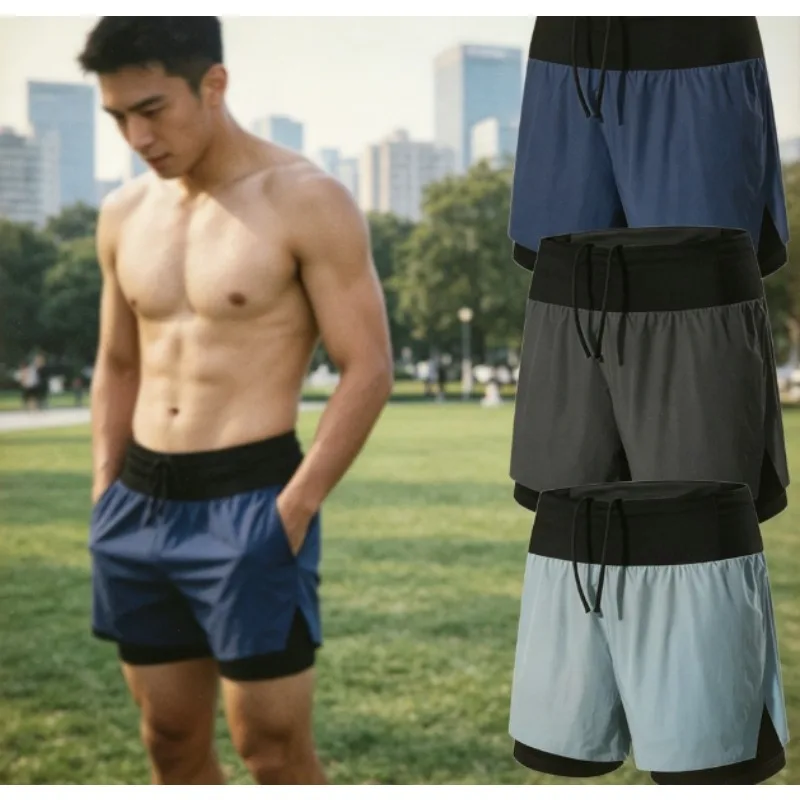 Men's Gym Shorts Double Layer Quick Dry with Waist Storage Pack Lightweight for Running and Outdoor Activity
Men's Gym Shorts Double Layer Quick Dry with Waist Storage Pack Lightweight for Running and Outdoor Activity