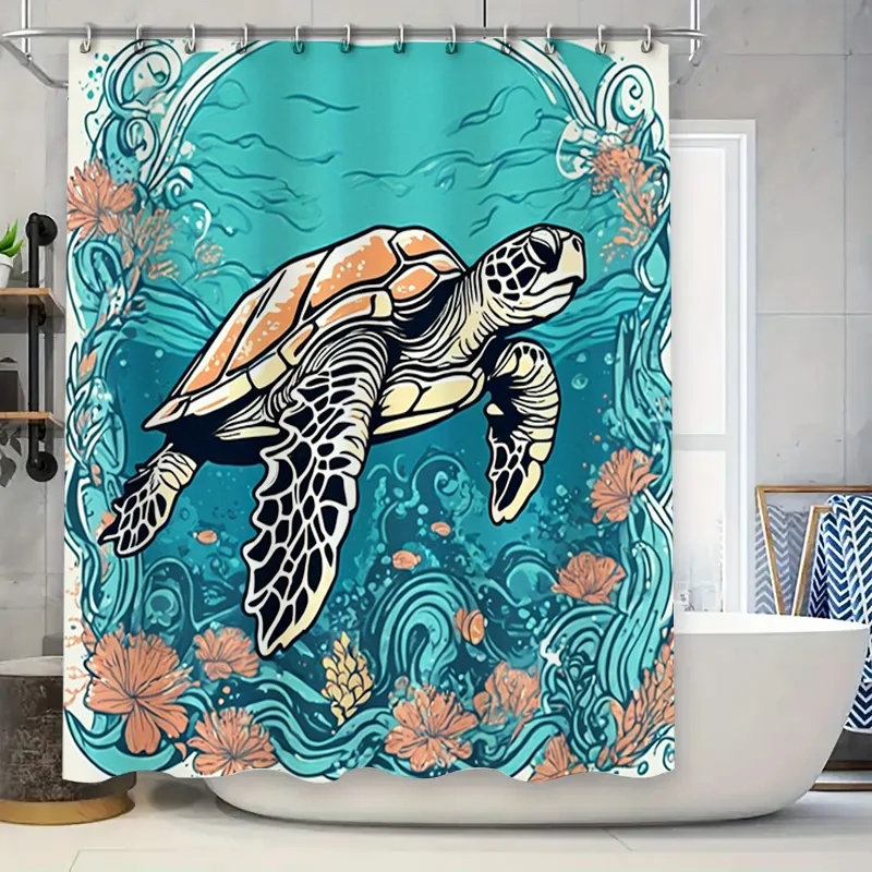 Подводный мир Декор Занавеска для душа Черепаха Коралловый риф Художественный принт для ванных комнат Синий Зеленый Цветочный узор Украшение дома с H
Подводный мир Декор Занавеска для душа Черепаха Коралловый риф Художественный принт для ванных комнат Синий Зеленый Цветочный узор Украшение дома с H