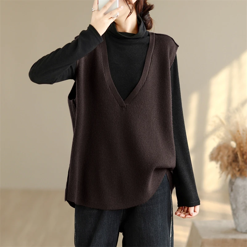 Свободный крой, корейский японский свитер с v-образным вырезом, жилет, осень-зима, Новое поступление, большие размеры, цветной универсальный топ для похудения
Свободный крой, корейский японский свитер с v-образным вырезом, жилет, осень-зима, Новое поступление, большие размеры, цветной универсальный топ для похудения