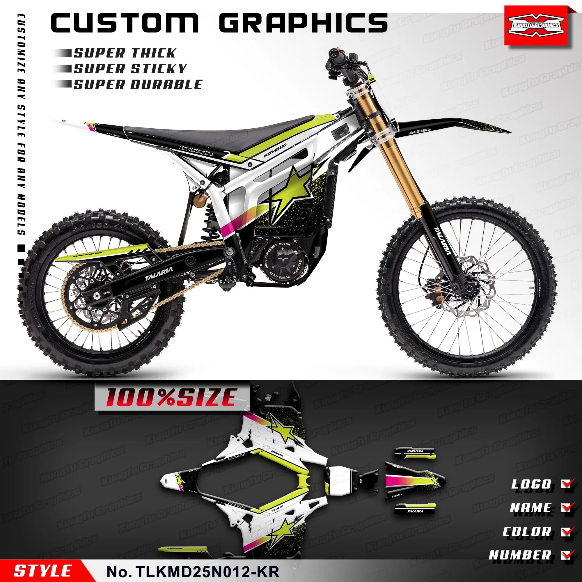 KUNGFU GRAPHICS Adhesive Sticker Vinyl Graphics for TALARIA KOMODO, Accessories, TLKMD25N012-KR
KUNGFU GRAPHICS Adhesive Sticker Vinyl Graphics for TALARIA KOMODO, Accessories, TLKMD25N012-KR