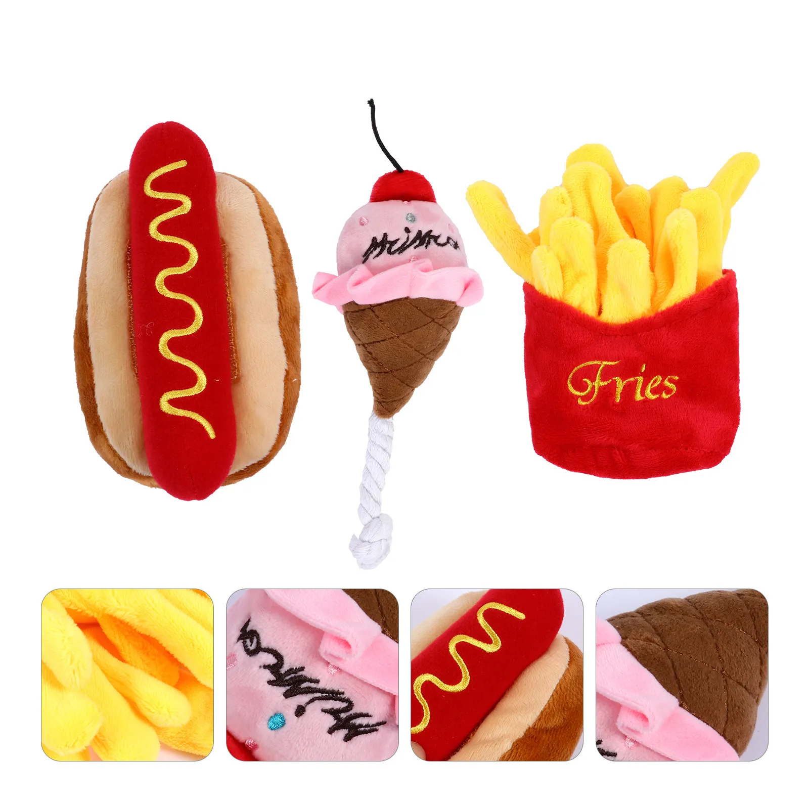 3Pcs Colorful Food Inspired Squeaky Plaything Perfect for Dogs Cats Who Love Interactive Fun Fetch Tug of War Active Play Pet
3Pcs Colorful Food Inspired Squeaky Plaything Perfect for Dogs Cats Who Love Interactive Fun Fetch Tug of War Active Play Pet