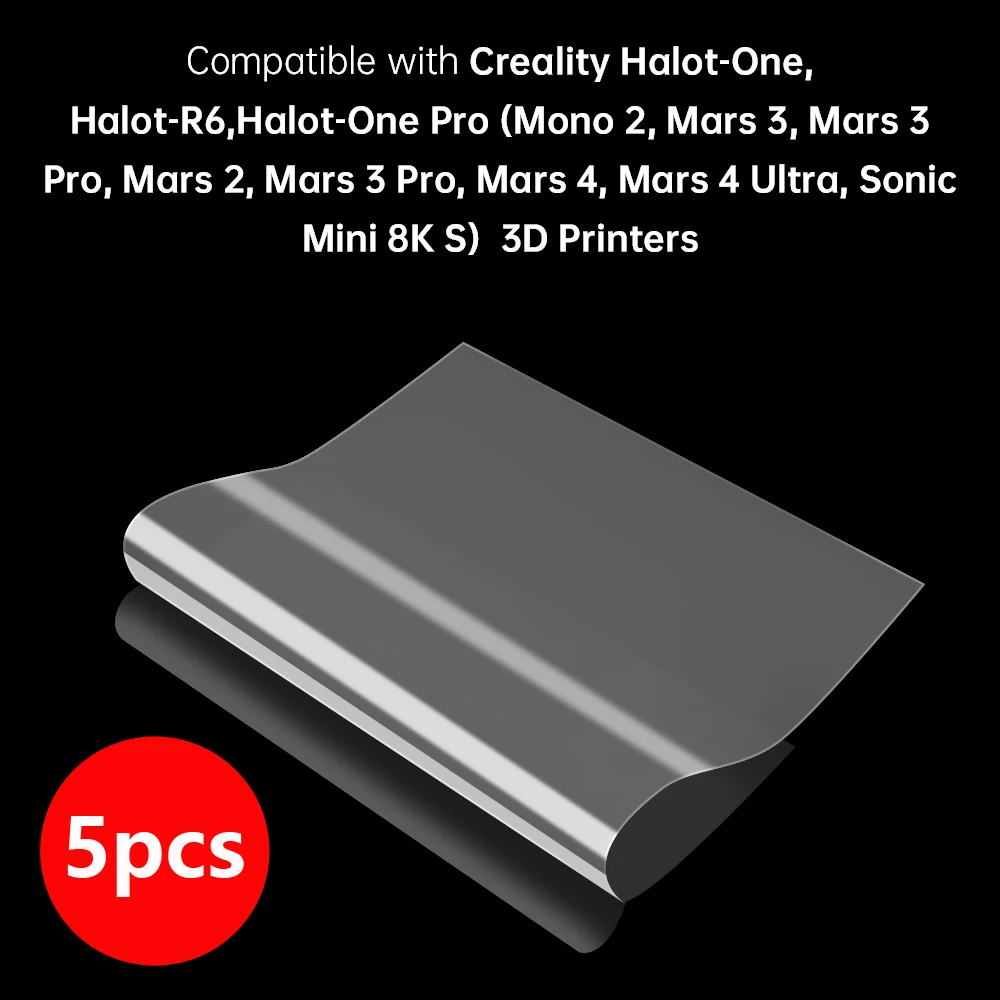 5pcs NFEP-Basic Film 160x235x0.15mm Release Film For Creality Halot-One, Halot-R6, Halot-One Pro 3D Printer Parts
5pcs NFEP-Basic Film 160x235x0.15mm Release Film For Creality Halot-One, Halot-R6, Halot-One Pro 3D Printer Parts