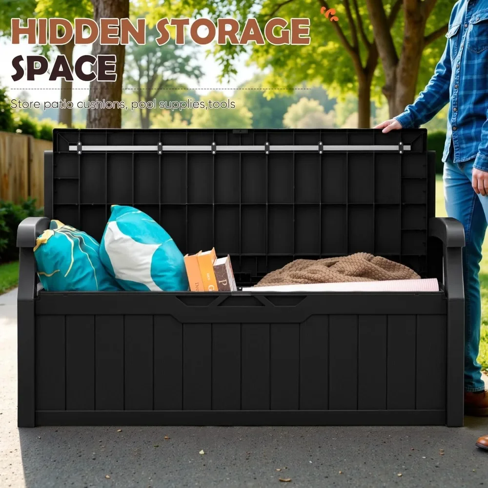 80 gallon resin outdoor storage platform, large deck box with handrails, lockable and waterproof
80 gallon resin outdoor storage platform, large deck box with handrails, lockable and waterproof