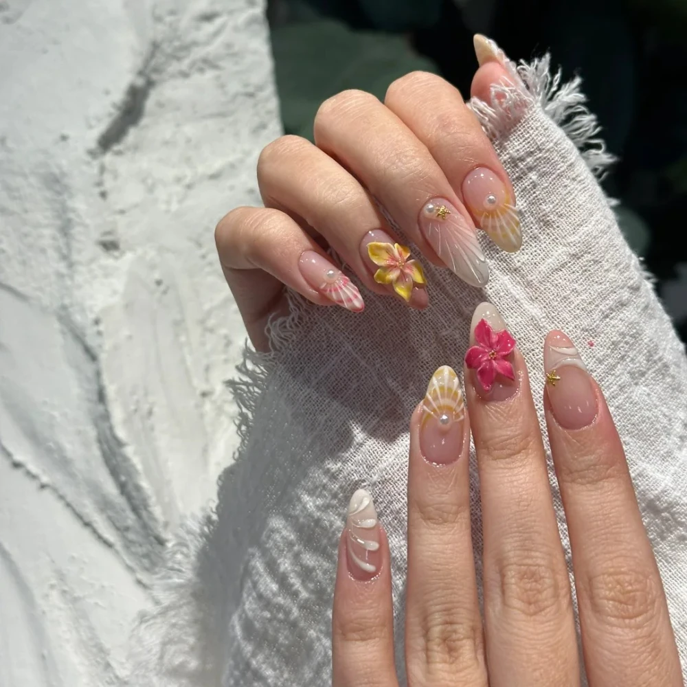10Pcs 2025 Summer Trendy Handmade Medium Almond Shaped Press On Nails 3D Flower & Shell Design Includes Nail File Kit
10Pcs 2025 Summer Trendy Handmade Medium Almond Shaped Press On Nails 3D Flower & Shell Design Includes Nail File Kit