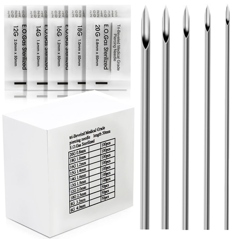 200/50Pcs Disposable Piercing Needles Tattoo Sterile Body Surgical Steel Needles For Ear Nose Navel Nipple Piercing
200/50Pcs Disposable Piercing Needles Tattoo Sterile Body Surgical Steel Needles For Ear Nose Navel Nipple Piercing